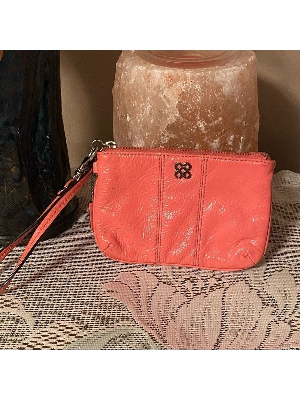 Coach Patent Leather Wristlet coral/pink